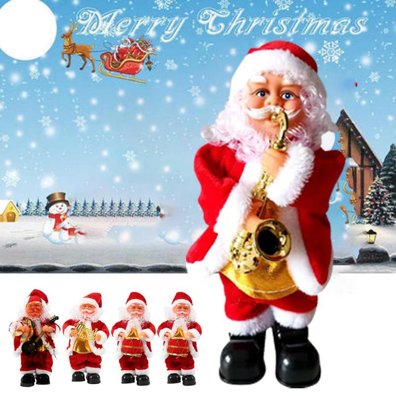 Electric Santa Claus Playing Instruments Music Doll Gift Toys Decoration