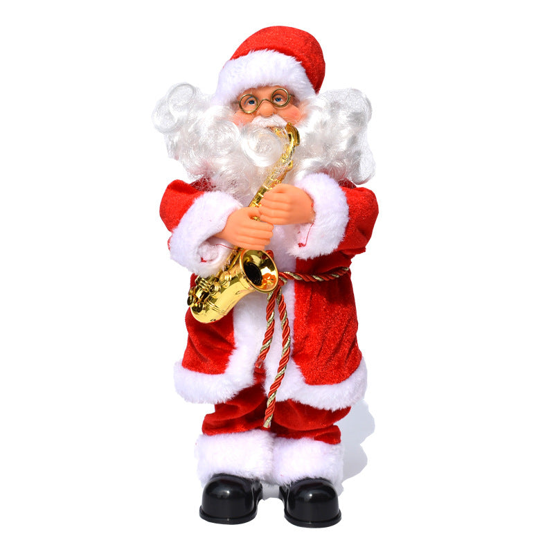 Electric Santa Claus Playing Instruments Music Doll Gift Toys Decoration
