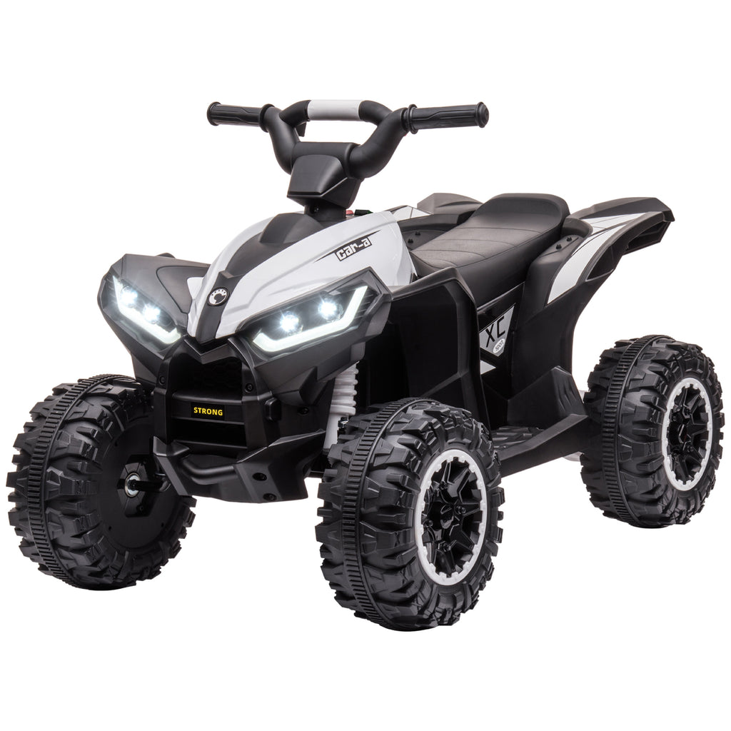 12V Kids ATV Quad Car with Forward & Backward Function, Four Wheeler for Kids with Wear-Resistant Wheels, Music, Electric Ride-on ATV for Toddlers Ages 3+ Years Old, White