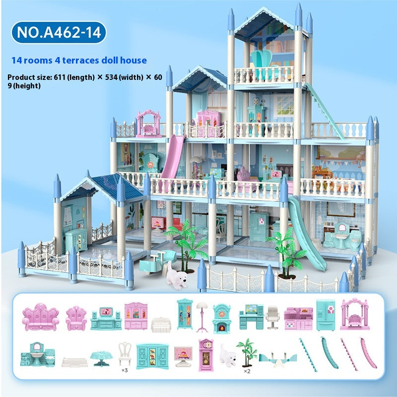 Girls Playing House Diy Assembled Princess House Villa Toys