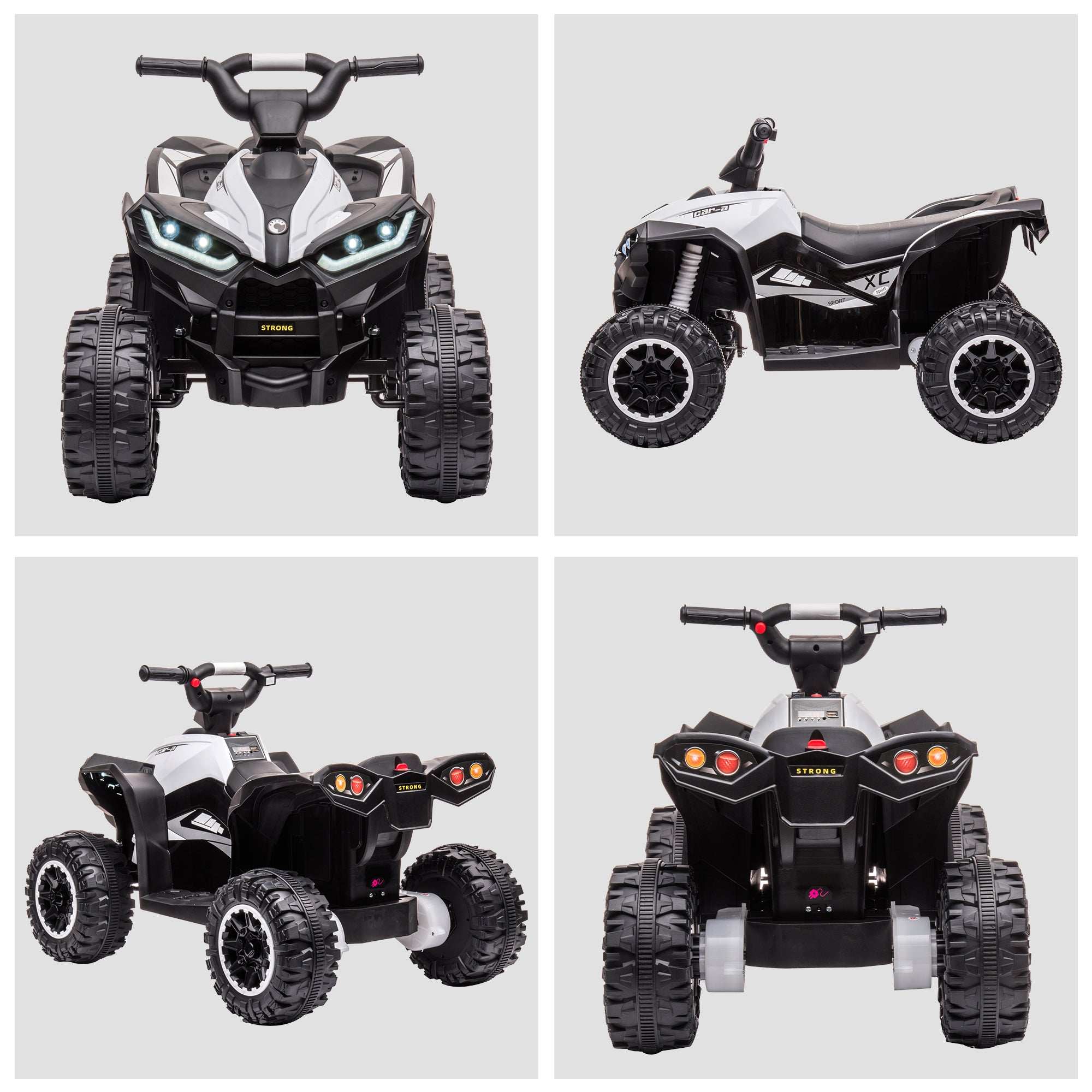 12V Kids ATV Quad Car with Forward & Backward Function, Four Wheeler for Kids with Wear-Resistant Wheels, Music, Electric Ride-on ATV for Toddlers Ages 3+ Years Old, White
